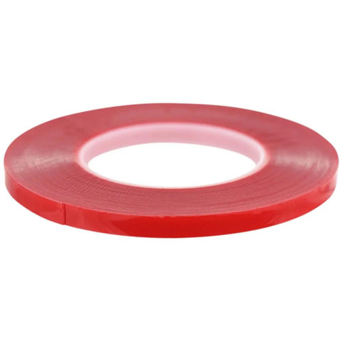 Clear Double Sided Acrylic Tape 1mm Wide 25m Long With Red Liner Removable Ultra Thin Adhesive Strip Transparent Strong Bond For LCD Screens, Crafts, Auto Dash Mounting And DIY Projects.