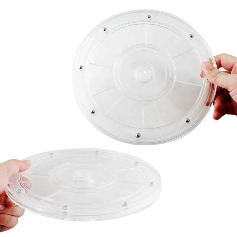 2 Pack 8 Inch Clear Acrylic Turntable Organizer Rotating Swivel Stand Spinner With 6 Steel Ball Bearings And 55 Pounds Capacity