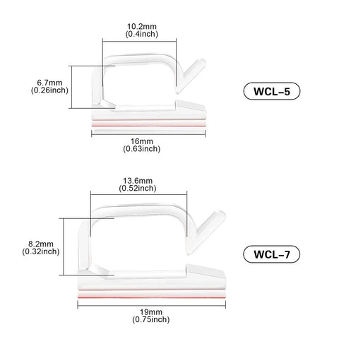 Diagram of 60 PCS Clear Adhesive Cable Clips Five Eighth Inch For Cable Management And Outdoor Lights, with dimensions.