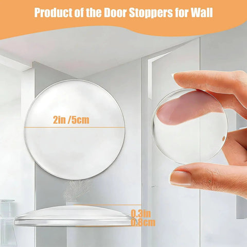 Wall Saver Door Stopper Set Self Adhesive Six Pack Two Inch Quiet Door Bumpers For Walls Door Knob Impact Protector