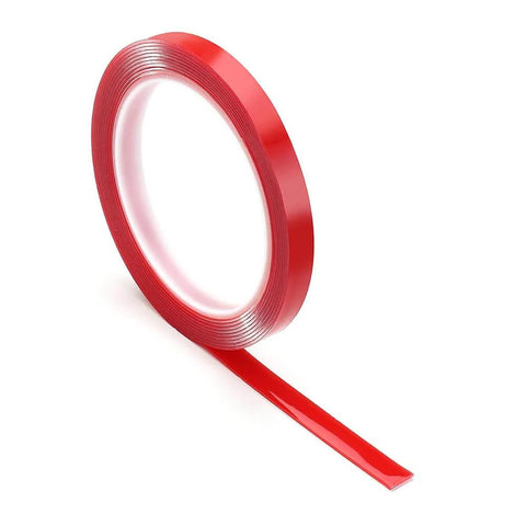 Clear Double Sided Acrylic Tape 1mm Wide 25m Long With Red Liner Removable Ultra Thin Adhesive Strip Transparent Strong Bond