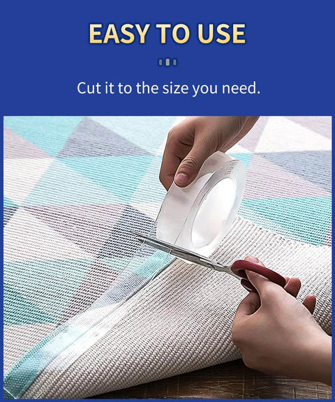 Heavy Duty Double Sided Mounting Tape For Walls And Decor Clear 20 Ft Long By 1.2 In Wide being cut to size for easy use