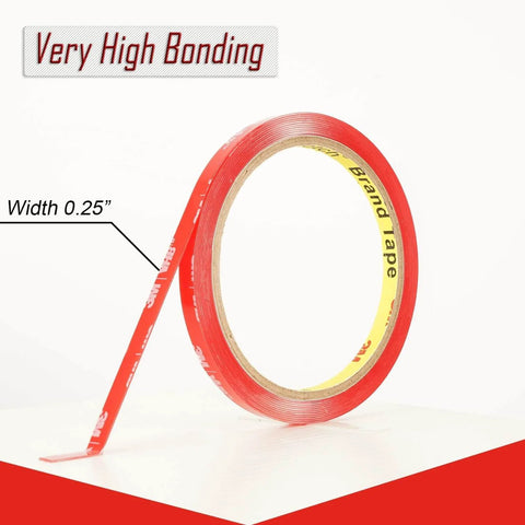 Clear Double Sided Tape One Quarter Inch Ten Feet Heavy Duty Mounting Adhesive for Electronics Glass Automotive Home