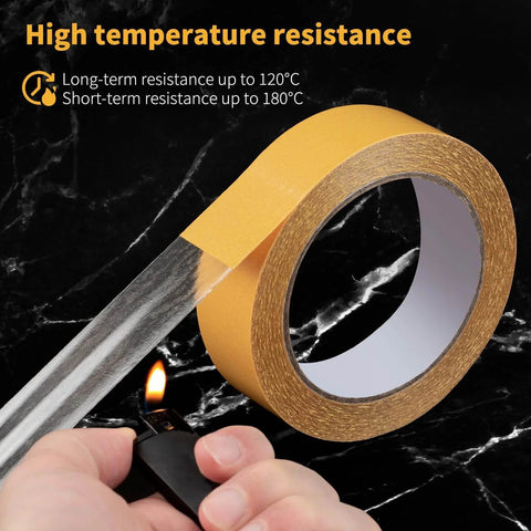 Ultra Thin Clear Double Sided Tape Heavy Duty Adhesive 2 Inch By 66 Feet with strong resistive bond shown near flame