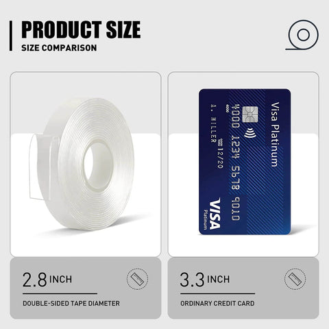 Heavy Duty Clear Double Sided Tape Half Inch Wide Ten Foot Roll Acrylic Mounting Adhesive size comparison with credit card