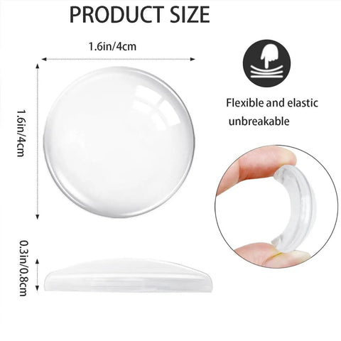 9 Pack Clear Gel Door Stop Wall Protectors Round 1.57 Inch Self Adhesive Cushions Soft Transparent Wall Bumpers Size Overview