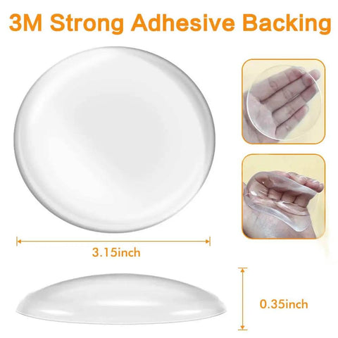 Six Pack Adhesive Door Stopper Wall Protectors Clear Gel Bumpers with 3M adhesive backing, 3.15 inch diameter, 0.35 inch thick