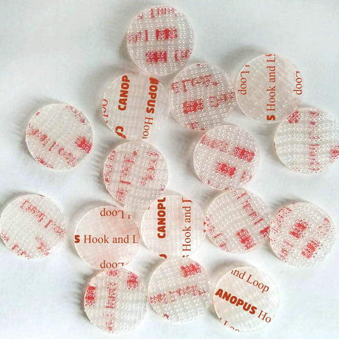 Heavy Duty Double Sided Hook And Loop Tape Pack With Clear Reclosable Fasteners 0.75 Inch Circle Discs 16 Pieces