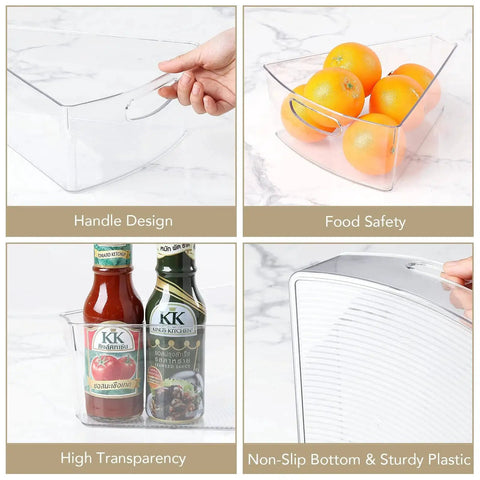 Lazy Susan Corner Cabinet Organizer Bins Set For 26 To 28 Inch Diameter Turntable Clear Plastic Storage Bins with food items