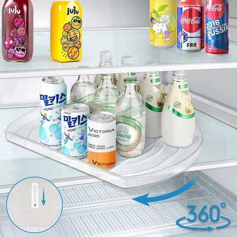Square Lazy Susan Turntable Organizer For Refrigerator And Pantry Cabinets 15.3 X 11.1 Inches Clear 2 Pack with Detachable Dividers