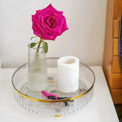 11 Inch Round Rotating Makeup Organizer Lazy Susan Turntable Vanity Storage For Skincare, Makeup, Perfume And Cosmetics, Clear