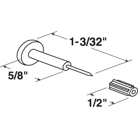 Diagram of Clear Window Mullion Grid Retainer Pins 25 Pack For Wood Windows Durable Clear Plastic Pins With Steel Tips