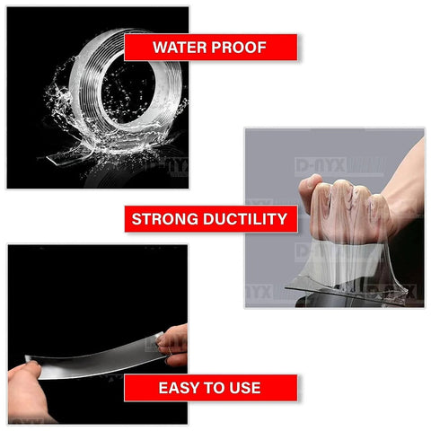 Ultra Strong Double Sided Tape For Wall Mounting, Clear Nano Adhesive, 1.18 Inch Wide By 118 Inch Long, waterproof use