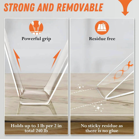 Extra Large Double Sided Tape Heavy Duty Removable 1.18 Inch By 160 Inch Clear Nano Tape showing strong hold and no residue