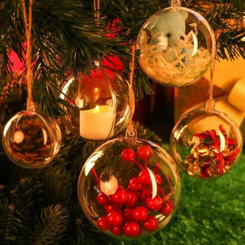 12 Pack Clear Plastic Fillable Ornament Ball 3.15''/80mm for Christmas decor hanging on tree with assorted fillings