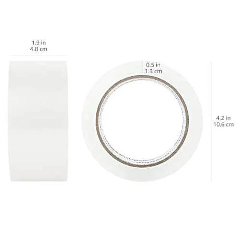 Side and top view of Strong Clear Packaging Tape 1.88 Inch By 54.6 yd 12 Pack with Low Odor Acrylic Adhesive for shipping