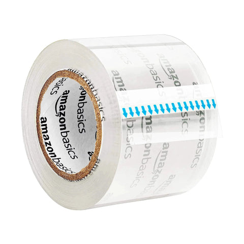 Heavy Duty Clear Packaging Tape With Dispenser For Shipping Moving And Storing 1.88 Inch By 22.2 Yards 6 Pack, close-up of single tape roll