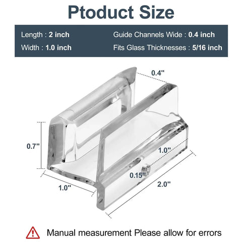 Bottom Guide For Sliding Shower Doors With 3/8 Inch Channel Fits Glass Up To 3/8 Inch Thick Top Hung Track Durable Plastic Guide Pack Of 2 Includes 2 Inch Bottom Track For Easy Alignment And Smooth Quiet Sliding