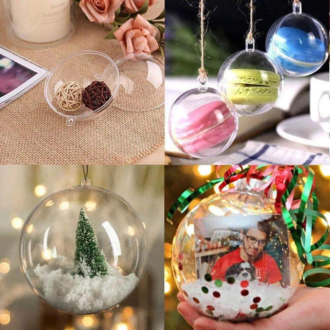 12 Pack Clear Plastic Fillable Ornament Ball 3.15''/80mm for Christmas, Holiday, Wedding, Party, Home Decor filled with DIY items