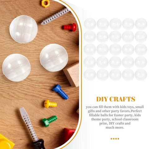 50Pcs Transparent Round Balls for Vending Machine Toys Clear Plastic Balls for Party Favors DIY Crafts Easter and Kids Classroom Prizes