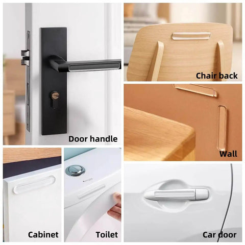 30 Piece Clear Door Slam Silencers Self Adhesive Cabinet Bumpers 2.5x0.4x0.08 Inches Soft Polyurethane installed on furniture and car surfaces