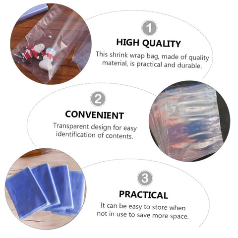 Jumbo Clear Shrink Bags For Poultry 25x18cm Heat Shrink Film With Sealer Perfect For Chickens, clear plastic packaging features