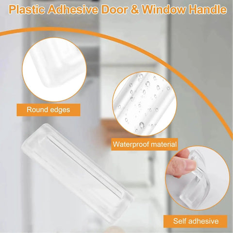 Clear PU Self Adhesive Finger Pulls 8 Pack Multipurpose Square Handles, close-up showing round edges and waterproof material