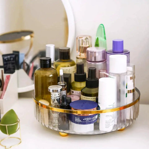 11 Inch Round Rotating Makeup Organizer Lazy Susan Turntable Vanity Storage For Skincare, Makeup, Perfume And Cosmetics, Clear 360 Degree Spinning Display Tray With No Assembly Required, 3 Inch High Caddy.