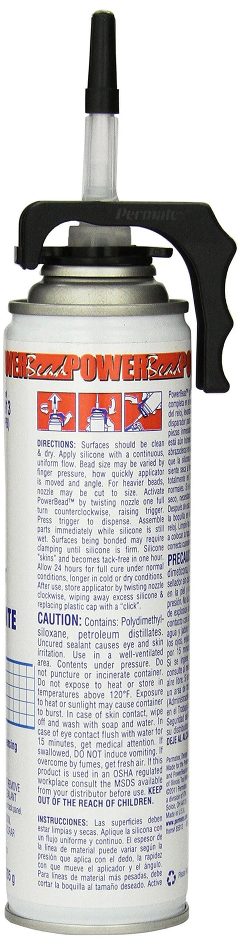 Clear RTV Silicone Adhesive Sealant, 7.25 oz PowerBead Cartridge, Weatherproof Bonding Sealant For Glass, Metal, Plastic, Fabric