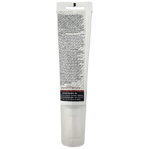 Non Slump 100 Percent RTV Silicone Sealant Clear 2.8 Oz Squeeze Tube For Vertical And Overhead Surfaces back view