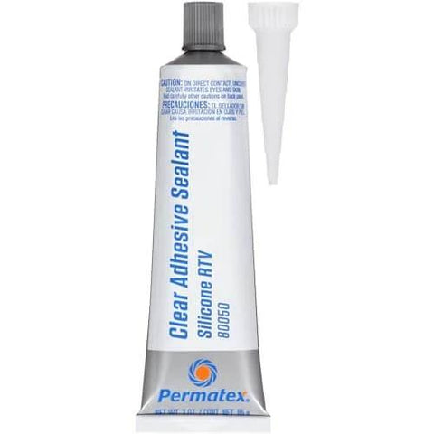 Clear RTV Silicone Adhesive Sealant, 3 Oz Tubes, Pack Of 12, with nozzle for sealing and bonding glass, metal, and plastic