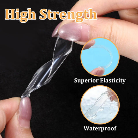 Close-up of transparent, elastic material from 10 Pack Clear Cabinet Door Bumpers Self Adhesive Rubber Cushions For Cabinets, Drawers, And Furniture Edges, Quiet No Squeak Protection, Scratch Guard, Easy Install, Transparent And Durable demonstrating flexibility