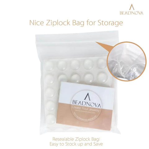 Clear Rubber Cabinet Bumpers Pack 100Pcs Self Adhesive Door Stop Pads Hemispherical 10mm Diameter 3mm Thick Noise Dampening Cushions For Cabinets And Drawers Furniture Protectors shown in resealable bag.