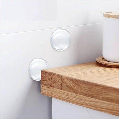 Strongest Door Handle Stopper Set Six Clear Rubber Door Bumpers Wall Shield Cushions Self Adhesive Transparent Protectors installed on wall