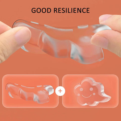 Close-up of Six Pack Clear Rubber Door Stop Guards For Walls With Self Adhesive Backing Quiet Door Knob Protectors showing flexibility and design details.
