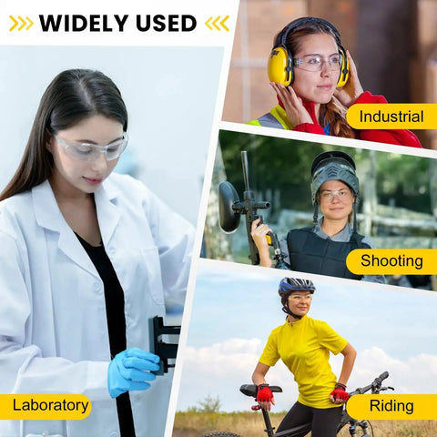18 Pack Clear Safety Glasses ANSI Z87 1 Lightweight Eye Protection For Work Lab in various settings: lab, industry, shooting, riding.