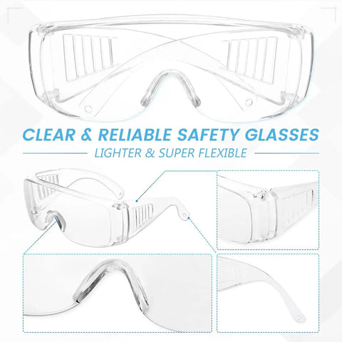 Clear Safety Glasses Bulk Pack 6 Pairs Lightweight Protective Eyewear For All with wraparound shields and UV protection