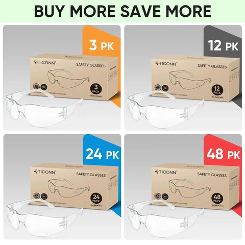 Clear Safety Glasses For Men With Impact Resistant Lenses Meets ANSI Z87.1 multipack options