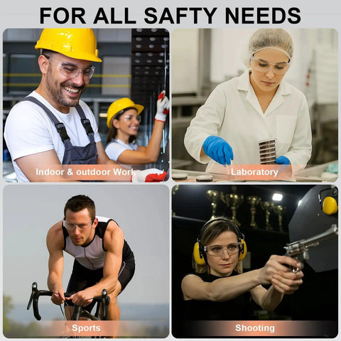 Clear Safety Glasses 12 Pack ANSI Z87.1 Certified used in construction, labs, sports, and shooting environments