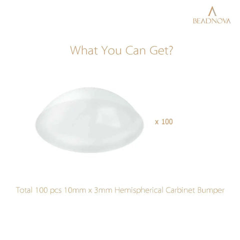 Clear Rubber Cabinet Bumpers Pack 100Pcs Self Adhesive Door Stop Pads Hemispherical 10mm Diameter 3mm Thick Noise Dampening Cushions