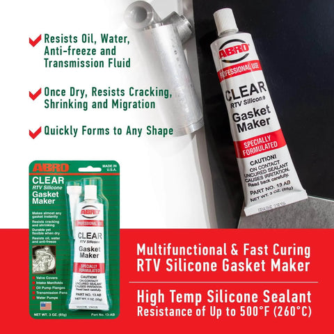 Garage Tough High Temp Silicone Sealant And Gasket Maker For Automotive And Industrial Use Up To 500 Degree Fahrenheit Heat Clear 3 Oz Tube with packaging
