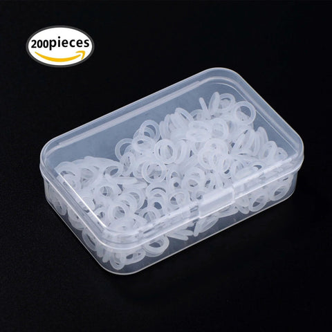 Plastic box with 200 Pieces O Ring Keyboard Dampeners For MX Switches And Mechanical Keys, Clear Rubber Dampeners