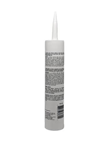 Side view of Clear RTV Silicone Adhesive Sealant For Indoor And Outdoor Use, Waterproof, 11 Oz Tube for multiple surface bonding.