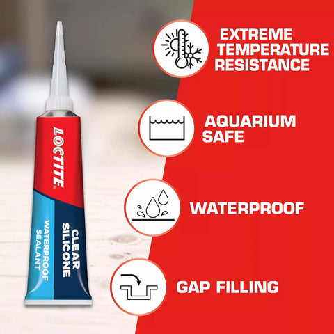 Clear Silicone Sealant All-Purpose Waterproof Adhesive 2.7 Fl Oz Tube for Glass Ceramic Wood Plastic and Metal Aquarium Safe