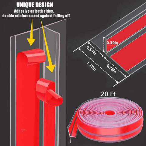 T-shaped door draft stopper, red silicone weather strip, 1.37 in wide, 20 ft roll, Amazon.