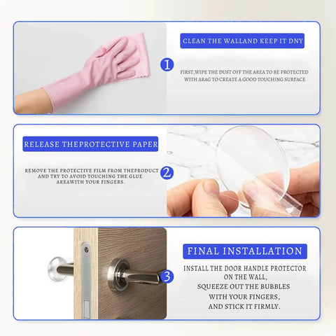 Step-by-step installation guide for 16 Pack 2 Inch Round Clear Silicone Door Knob Wall Protectors