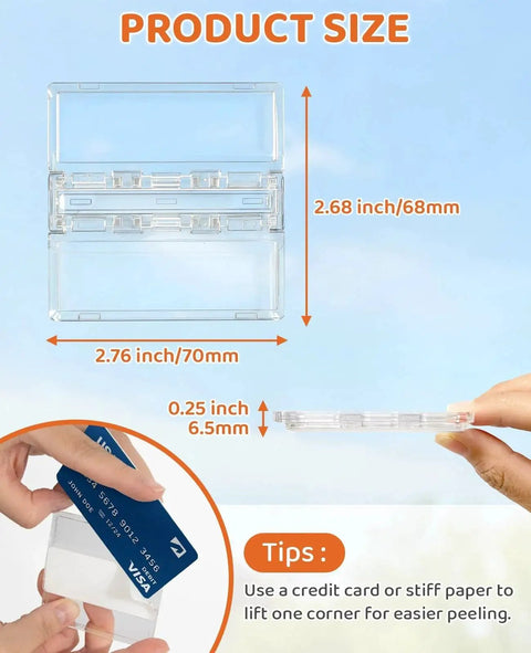 Clear sliding door lock dimensions with credit card for scale, 4 Pack Window Locks For Baby Proofing Clear Sliding Glass Door Locks.
