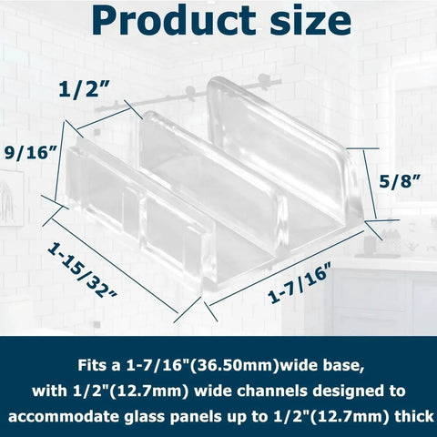 Product size dimensions for Clear Plastic Sliding Shower Door Bottom Guides Set Five Pieces With Snap In Design For Tub Enclosures