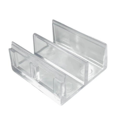 Clear Plastic Sliding Shower Door Bottom Guides Set Five Pieces With Snap In Design For Tub Enclosures One Sided Adhesive Mount Fits One Half Inch Channels Helps Keep Glass Panels Aligned In Tracks Includes Exact Dimension Reference