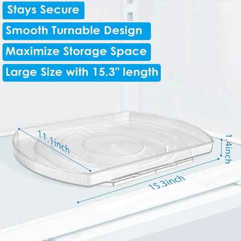 Square Lazy Susan Turntable Organizer For Refrigerator And Pantry Cabinets in use, clear with measurements 15.3 x 11.1 inches